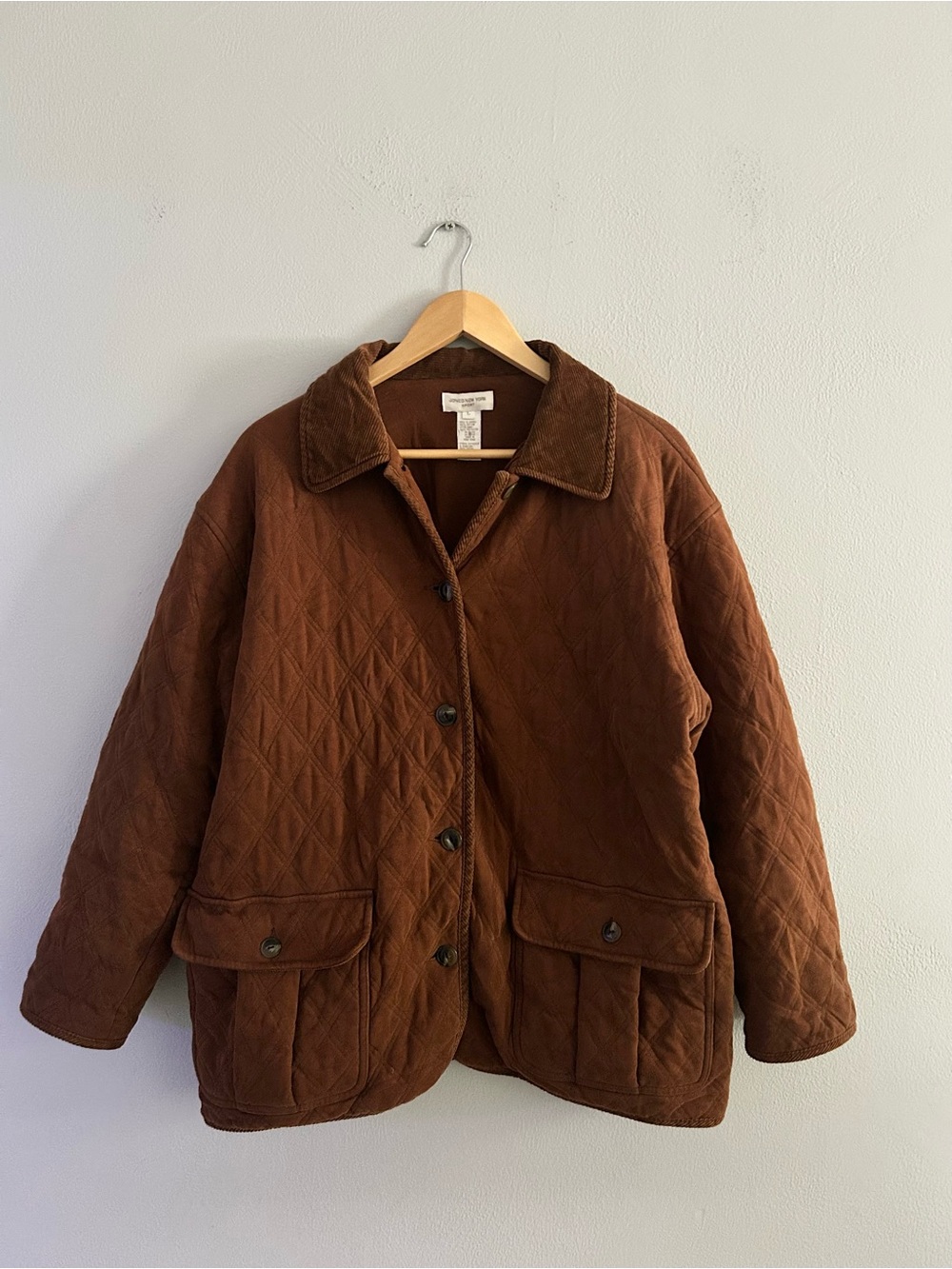 Jones New York 90s Quilted Brown Jacket with Corduroy Collar